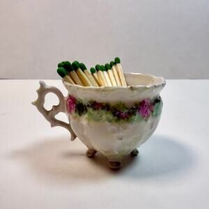 Porcelain Rose Tea Cup Matchstick Vessel